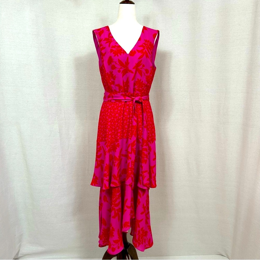 Sam Edelman Pink and Red Asymmetrical Sundress